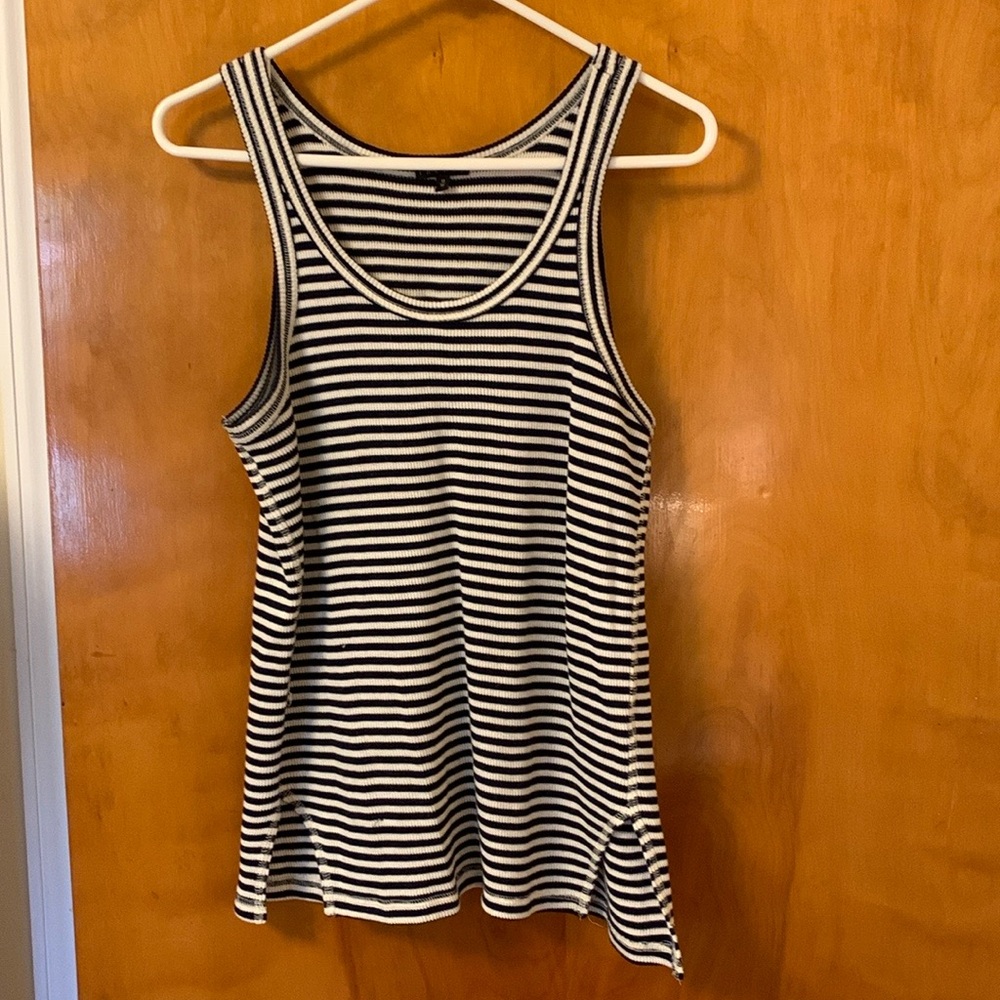 Theory Black and White StripeTank Top